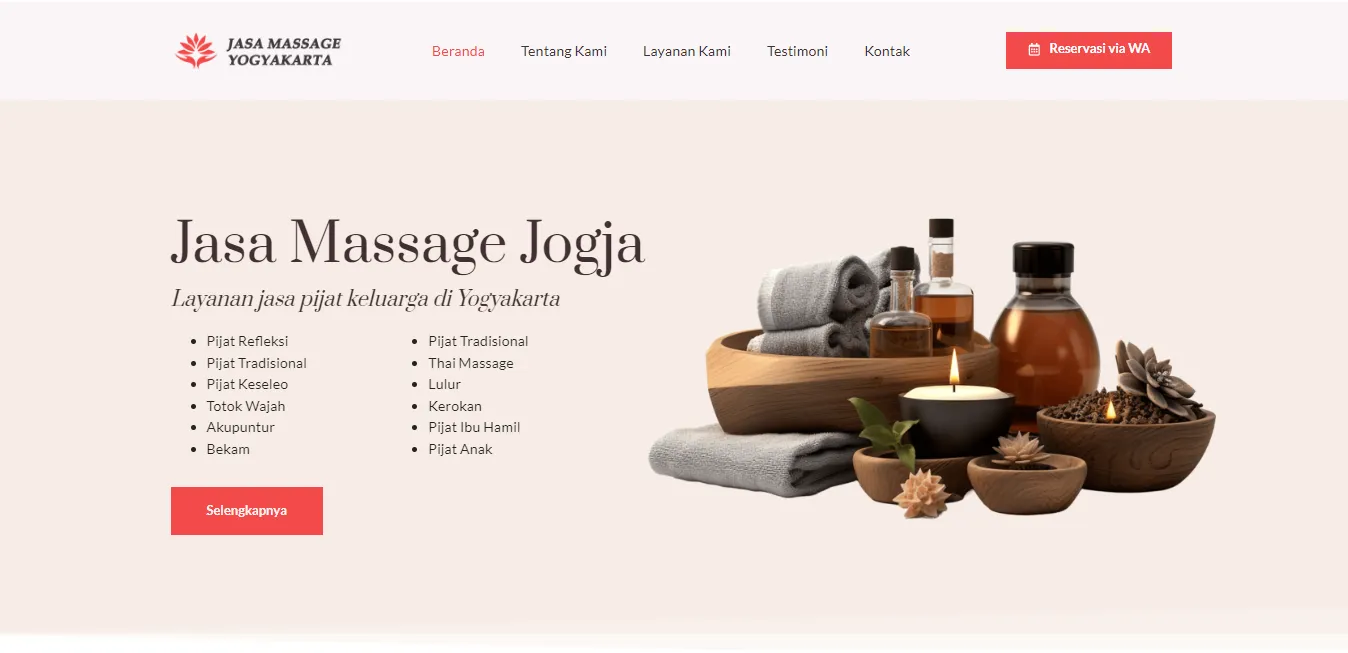 Screenshot website Jasa Massage Jogja