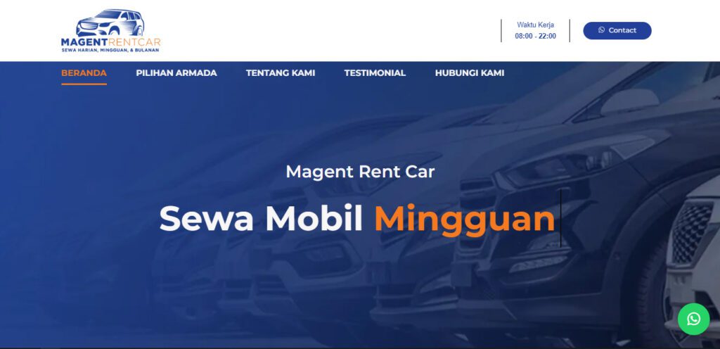 Screenshot website Magent Rent Car