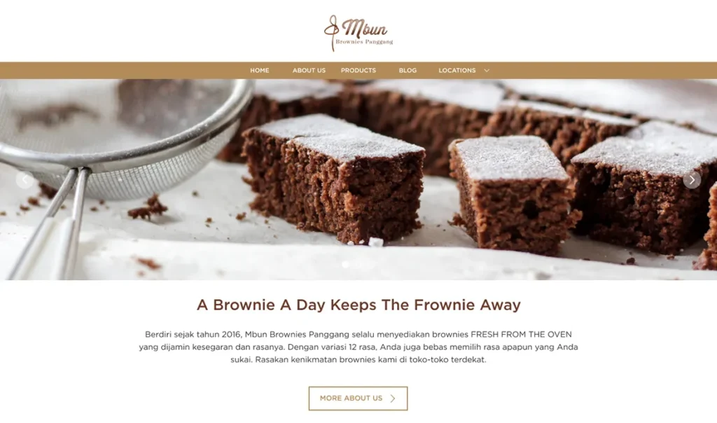 Screenshot website Mbun Brownies Panggang