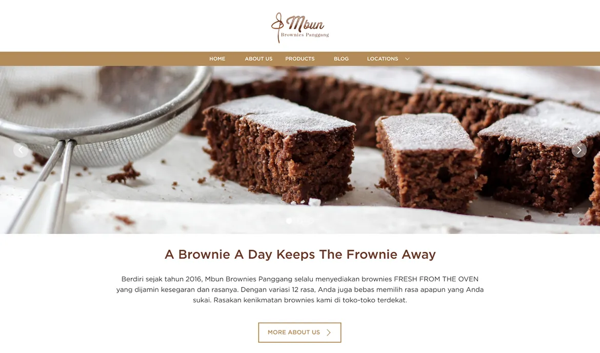 Screenshot website Mbun Brownies Panggang