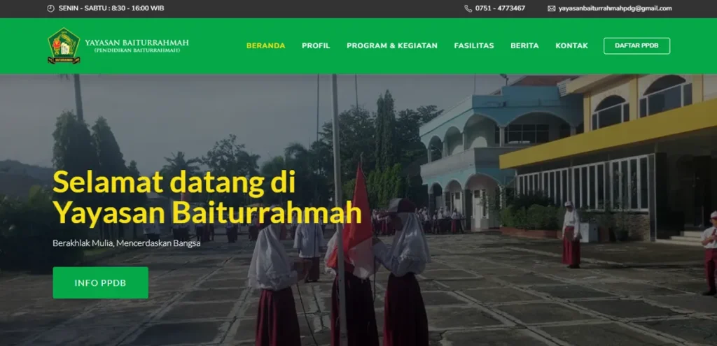 Screenshot website TK SD Baiturrahmah