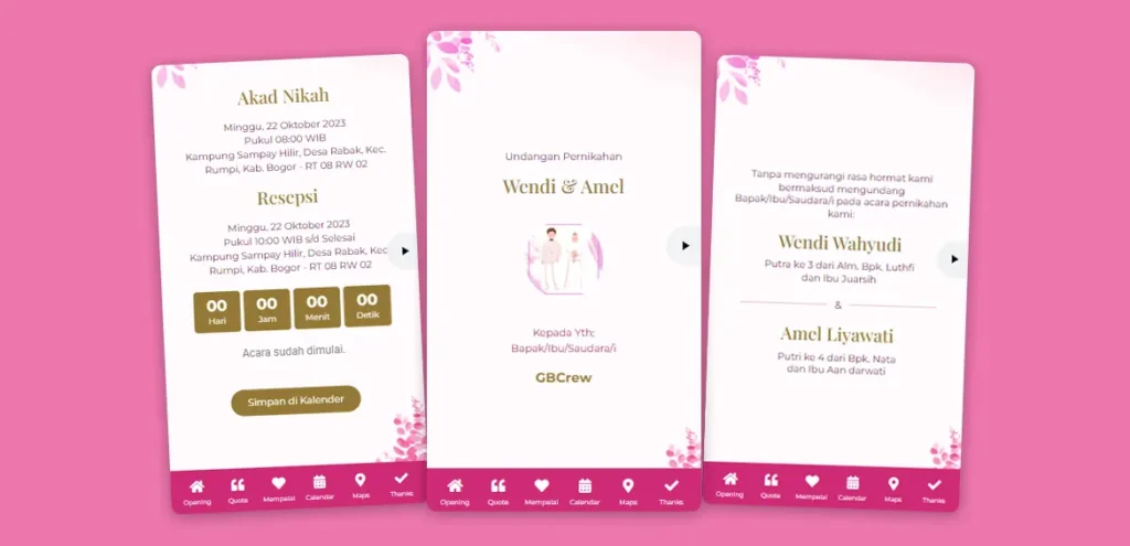 Screenshot website undangan digital Amel Wendy